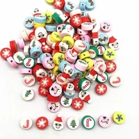 30pcs 10mm christmas pattern beads polymer clay spacer loose beads for jewelry making diy handmade bracelet accessories