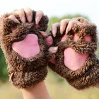 Перчатки с кошачьими царапинами для офисных работников зимой теплые плюшевые мягкие и шелковистые школьные перчатки для удобного письма