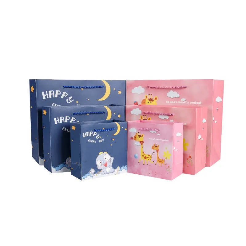 10 шт милые животные мальчик девочка бумажный подарочный пакет с ручками детский