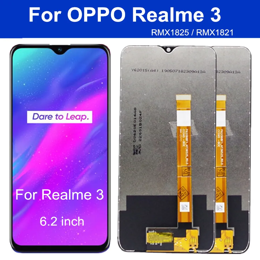 Pantalla LCD de 6,22 "para OPPO Realme 3, montaje de digitalizador de Sensor de Panel t&aacute;ctil para oppo Realme3 RMX1825 RMX1821 lcd-0