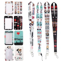 md628 dmlsky cartoon doctor nurse tv show necklack key gym multifunction mobile phone lanyard with card holder cover