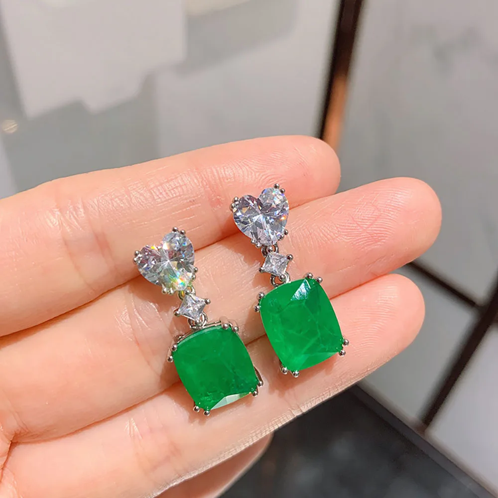

Charms 10*13mm Paraiba Tourmaline Emerald Topaz Quartz Gemstone Drop Earrings Wedding Jewelry Gift for Women Vintage Accessories
