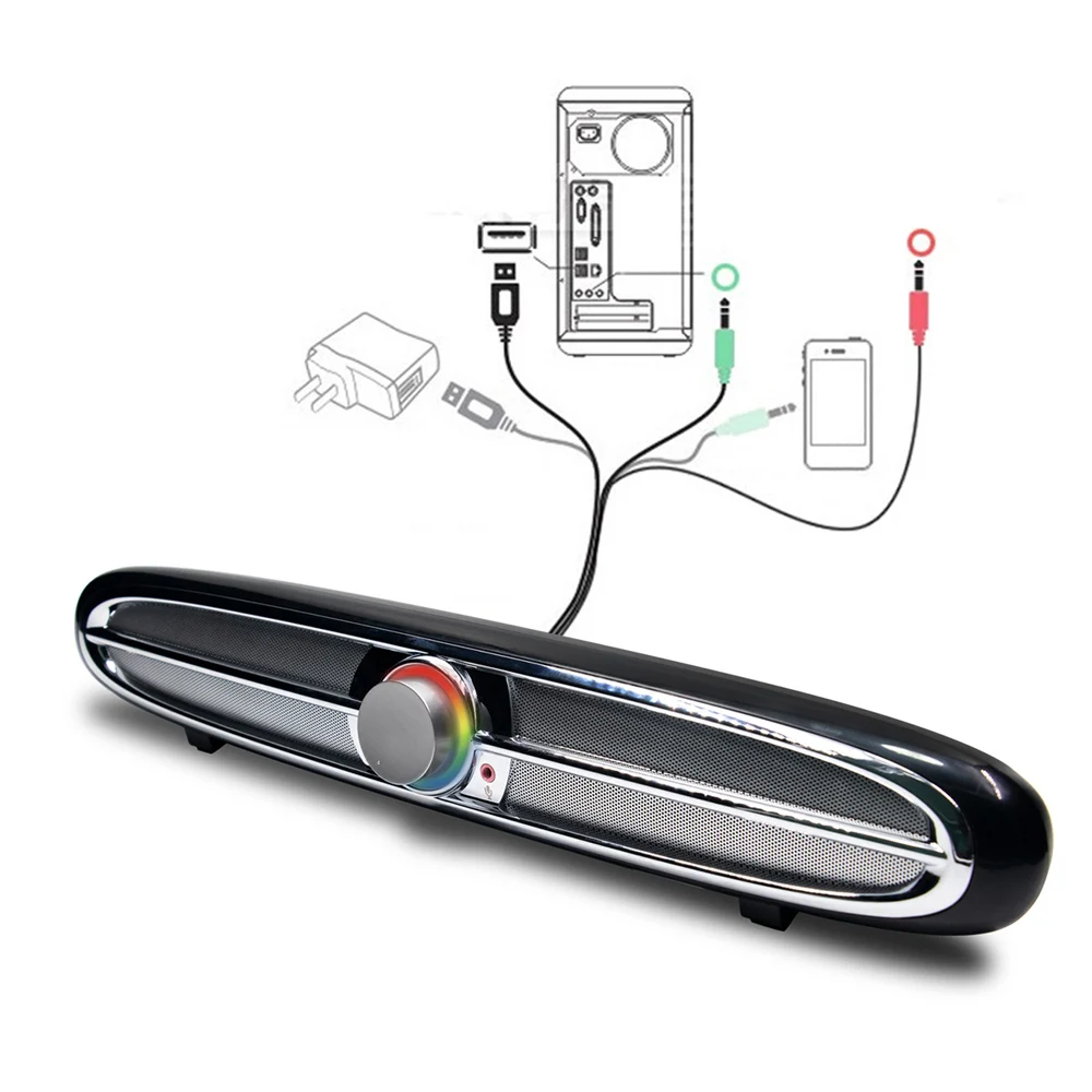Портативная звуковая панель Smalody с питанием от USB проводная s 3 5 мм 10 Вт микрофон