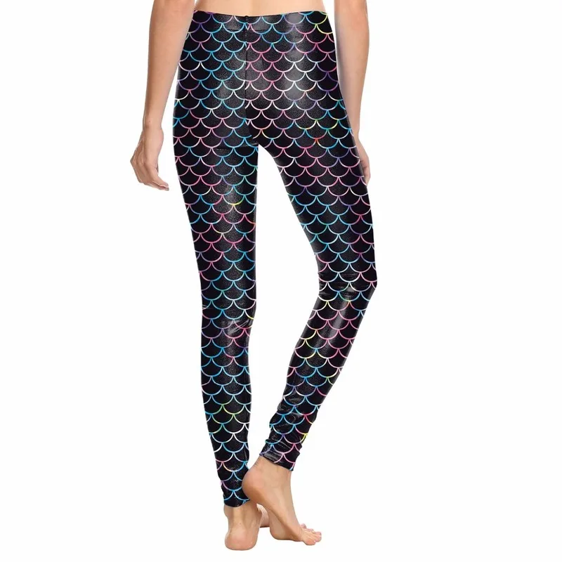 Женские леггинсы с принтом рыбьих чешуек эластичные эффектом пуш-ап | Женская