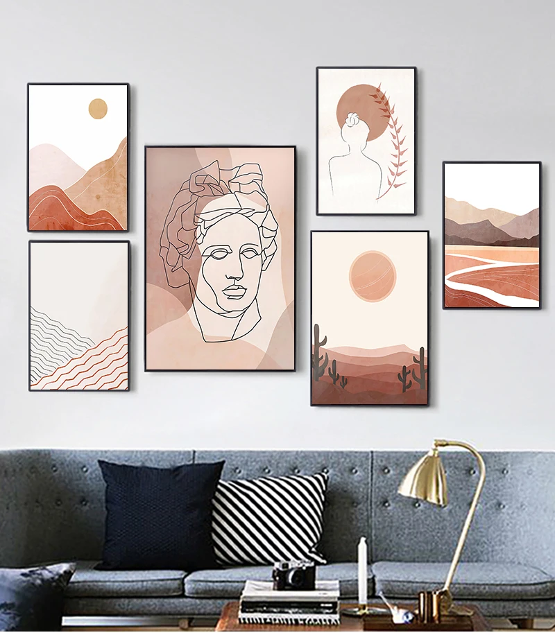 

Оранжевый абстрактный пейзаж, солнечная линия, боди-арт, холст, живопись, скандинавские постеры, принты, настенные картины для гостиной, дом...