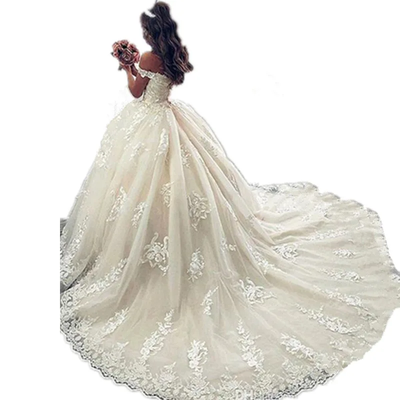 Luxury Lace Applique Flower Girl Dresses With Long Train Princess Little Girls Pageant Holy Communion Birthday Party | Свадьбы и