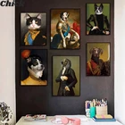 Картина на стену в винтажном стиле с изображением искусственного оленя, кота, собаки, портреты и принты, Скандинавская картина для декора гостиной