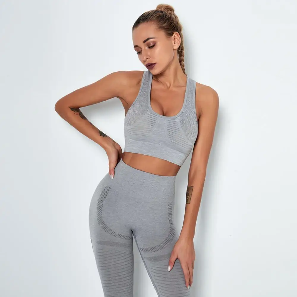Сексуальный Женский Повседневный бесшовный комплект из двух предметов для йоги