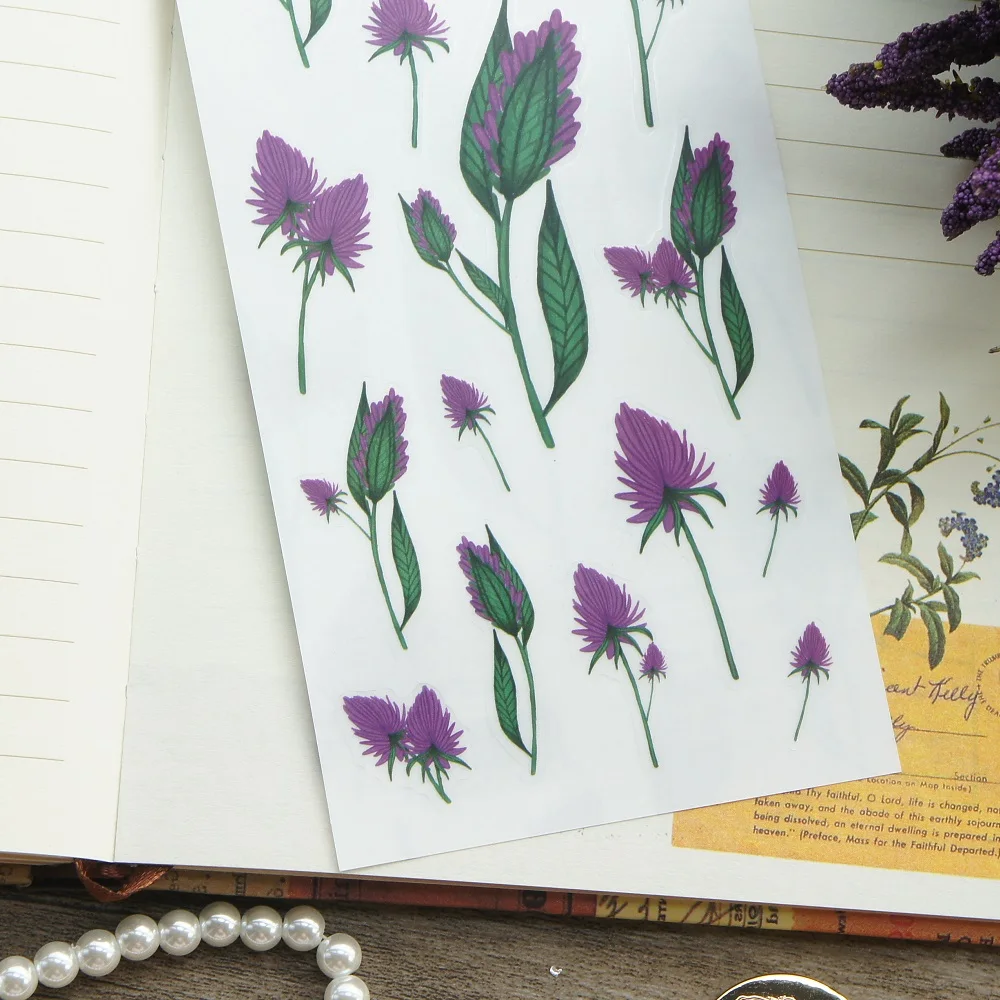 1 лист фиолетовых цветов дизайн листьев наклейка в подарок рождественский