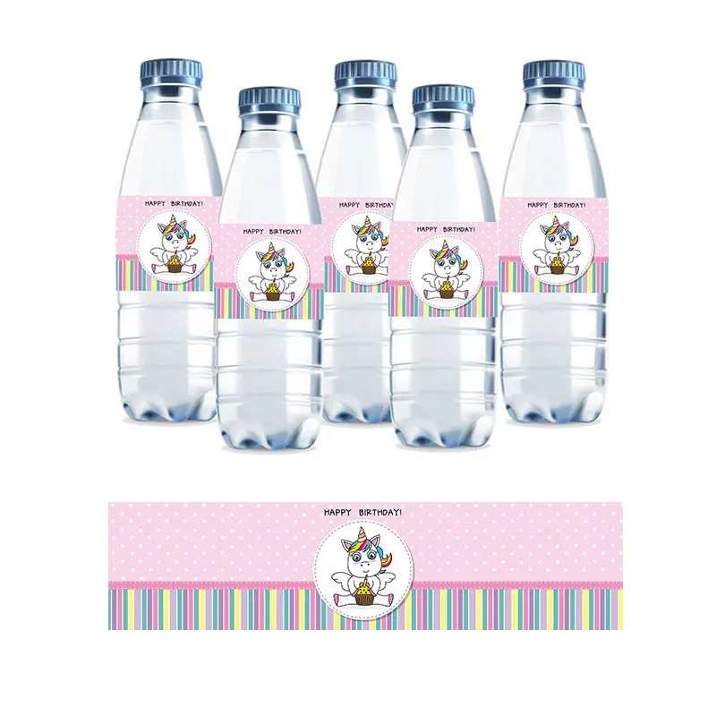 

10pcs, Water Bottle Label Unicorn Stickers Birthday Party Decoration Kids Cartoon DIY Bottle Labels Baby Shower Party Favors