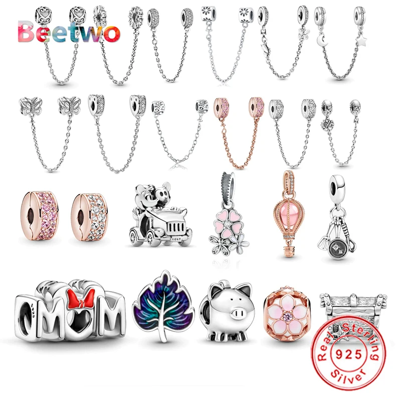 

Fit Original Pandora Charm 925 Sterling Silver Clear Pave Clip Charm Safety Chain Beads Bracelet Fashion Jewellery Berloque