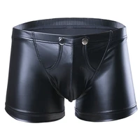 male sexy boxer underpants faux leather fasion gay underwear thin plus size black shorts hot m 2xl comfortable men new panties