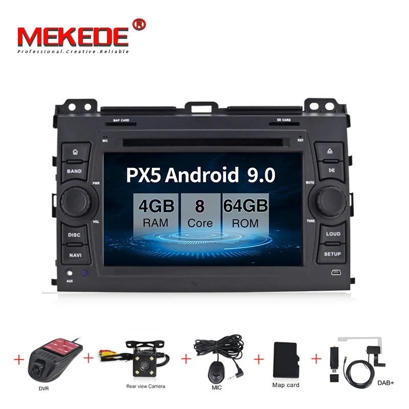 MEKEDE Android9.0 4G ram 64G rom RDS автомобильный мультимедийный плеер для toyot prado 120 2003-2009 Автомобильный gps навигатор радио wifi Casstee