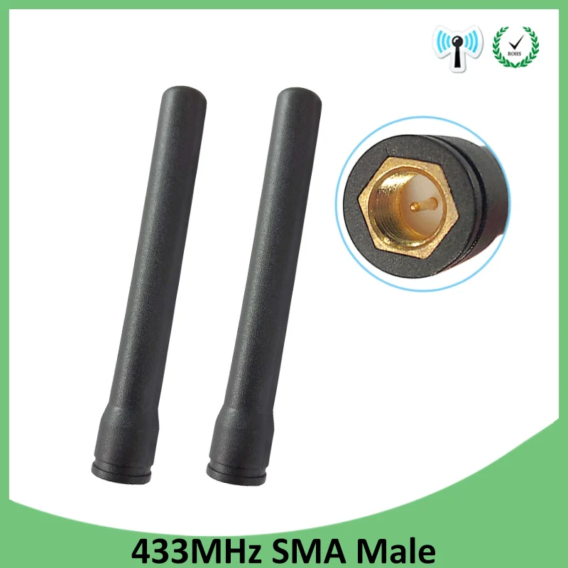 2 шт 433MHz Антенна 3dbi SMA разъем 433 mhz antena резиновая антенна для беспроводного гидрометра гасметр Lorawan Emeter