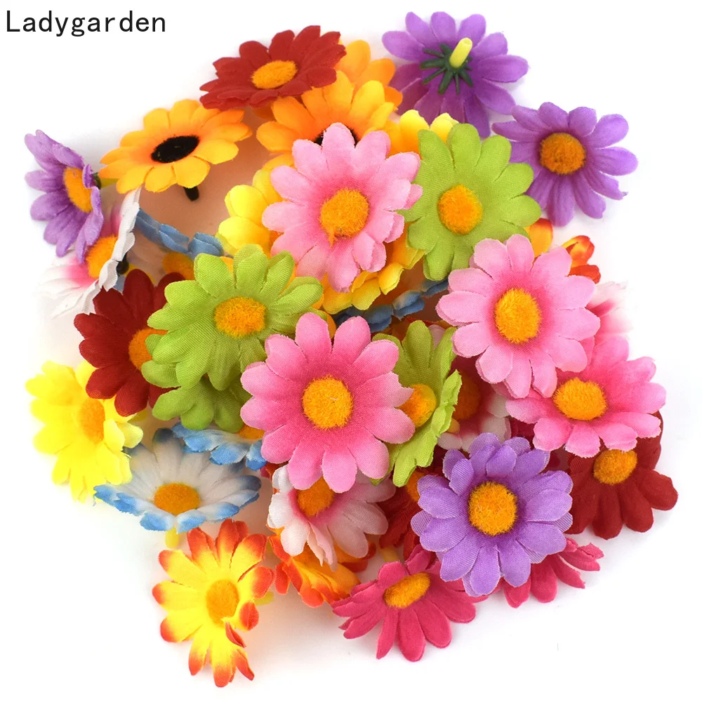 200PCS 4CM Silk Christmas Decoration for Home Accessories Fake Sunflower Diy Garlands Scrapbooking Cheap Artificial Flowers - купить по