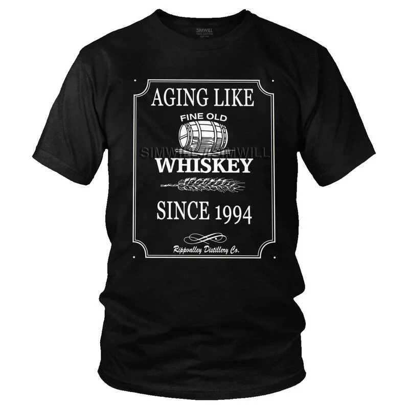 

Born In 1994 Age Related Whiskey Tshirt Men Tee Tops 100% Cotton T Shirt Short Sleeve 27th Birthday T-shirts Gift Idea Merch