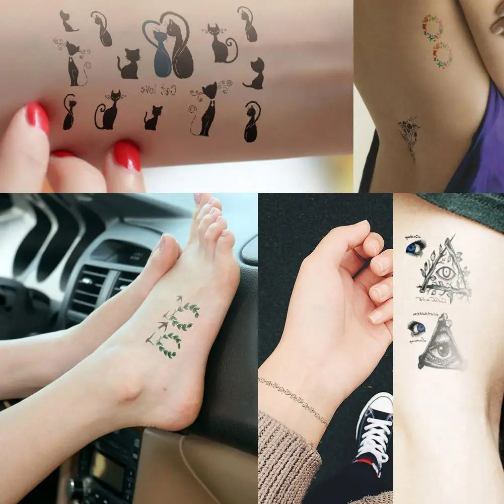 Горячие Маленькие Сексуальные губы лист черный мультфильм временная татуировка