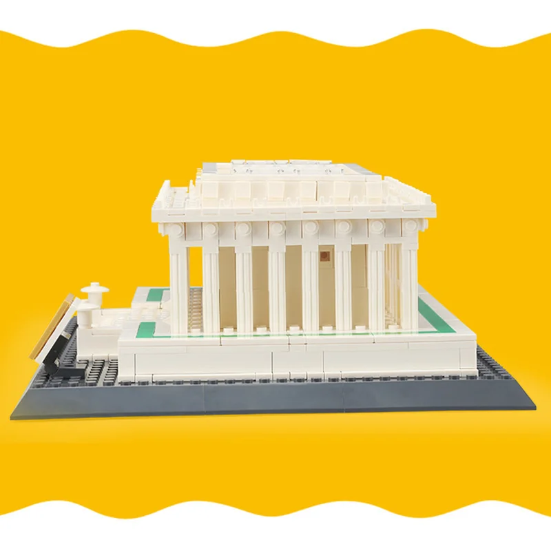 972 шт. всемирно известный Архитектура белый Lincoln Мемориальный дом строительные