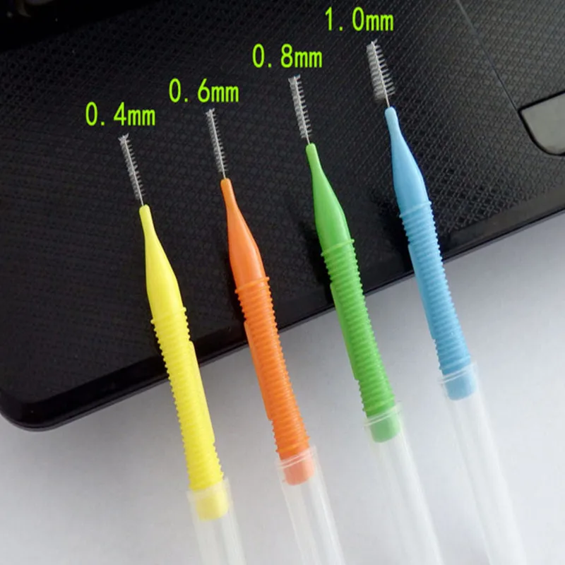10Pcs/Box 0.4-1.0mm Push-Pull Interdental Brush Toothpick Soft Slim Dental Floss Toothbrush Orthodontic Teeth Brush Oral Care