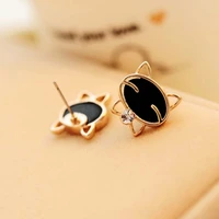 exquisite women cute black smiley cat stud earrings statement jewelry gifts
