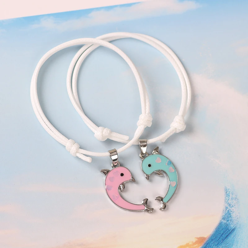 Браслет хороший друг из 2 предметов подвеска в виде животного розового голубого