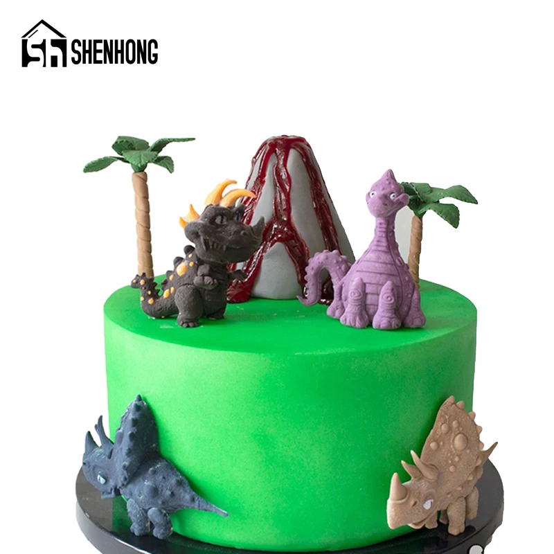 SHENHONG 3 типа Jurassic динозавр силиконовые помадки торт плесень ребенок день рождения