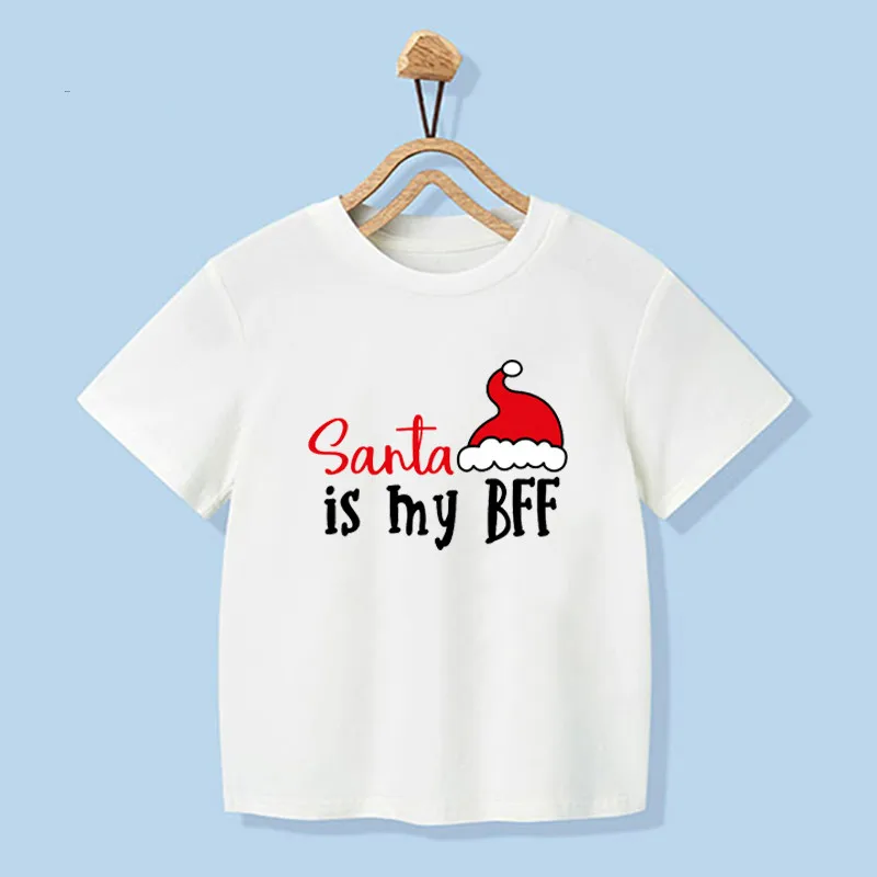 Новинка 2020 детская одежда футболка с надписью Santa Is MyBFF и Best Friends Forever Милые