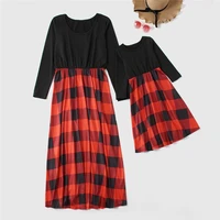 christmas mother daughter matching dresses family set plaid mom mum baby mommy and me clothes long sleeve women girls xmas dress