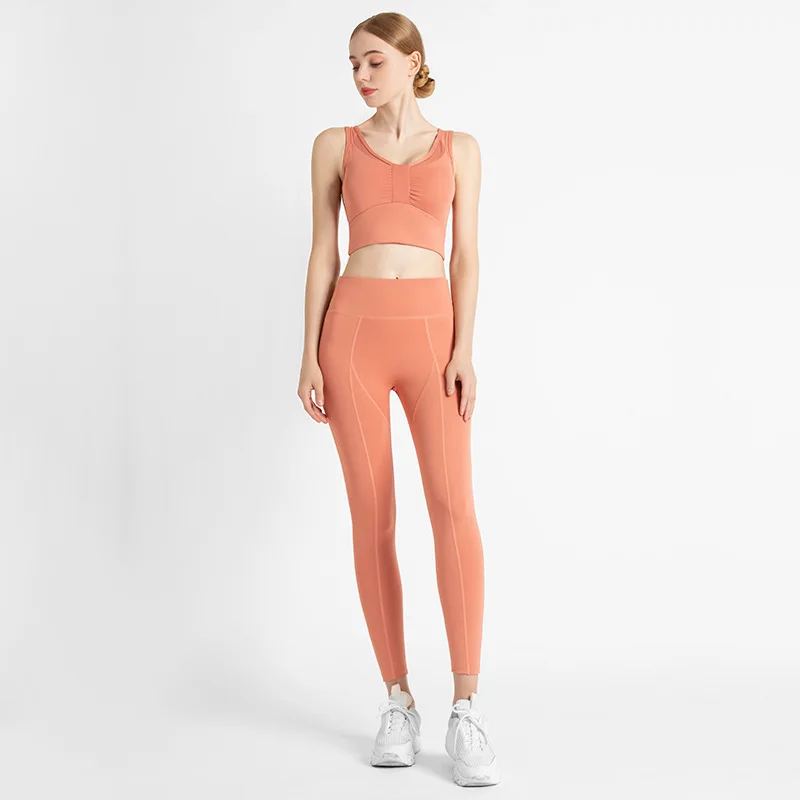 Women Slim Yoga Sets Elastic Running Sports Suits Gym Fitness Bras High Waist Leggings Girl's Soft Tracksuit Training Sportwear