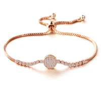 huami wholesale adjustable bracelet gold annular round aaa cubic zirconia crystal jewelry bangle for women wedding gift