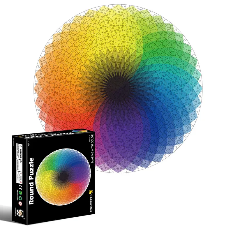 

1000Pcs/Set Colorful Rainbow Round Puzzle Geometrical Moon Earth Photopuzzle Adult Kids DIY Educational Toys Jigsaw Puzzle Paper