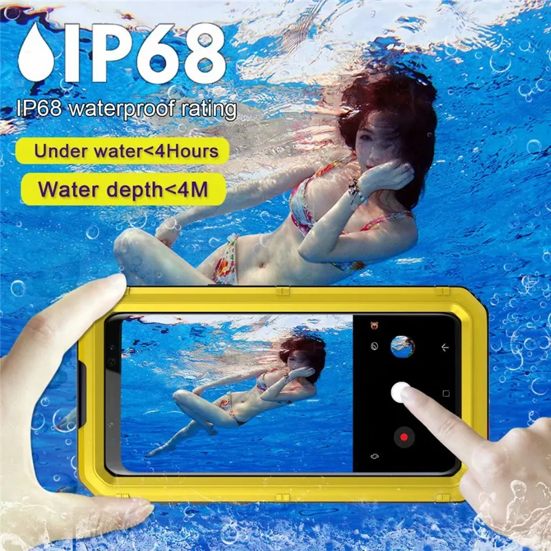 Цвет: желтый Водонепроницаемый металлический чехол для Samsung Galaxy S8 Plus, сверхмощные металлические Чехлы, противоударный Doom Armor, чехол для Samsung Galaxy S8 Plus - Цвет: Цвет: желтый