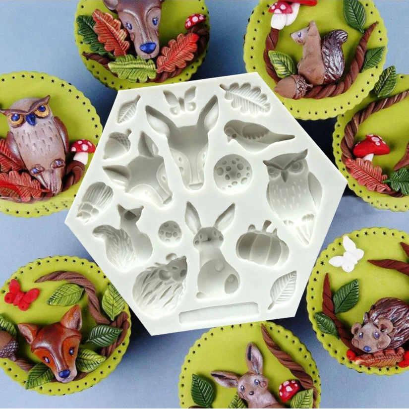 

Wholesale 10 pcs/lot Squirrels and Owls Silicone Mold Fondant Cake Decorating Tools Candy Chocolate Gumpaste Mold