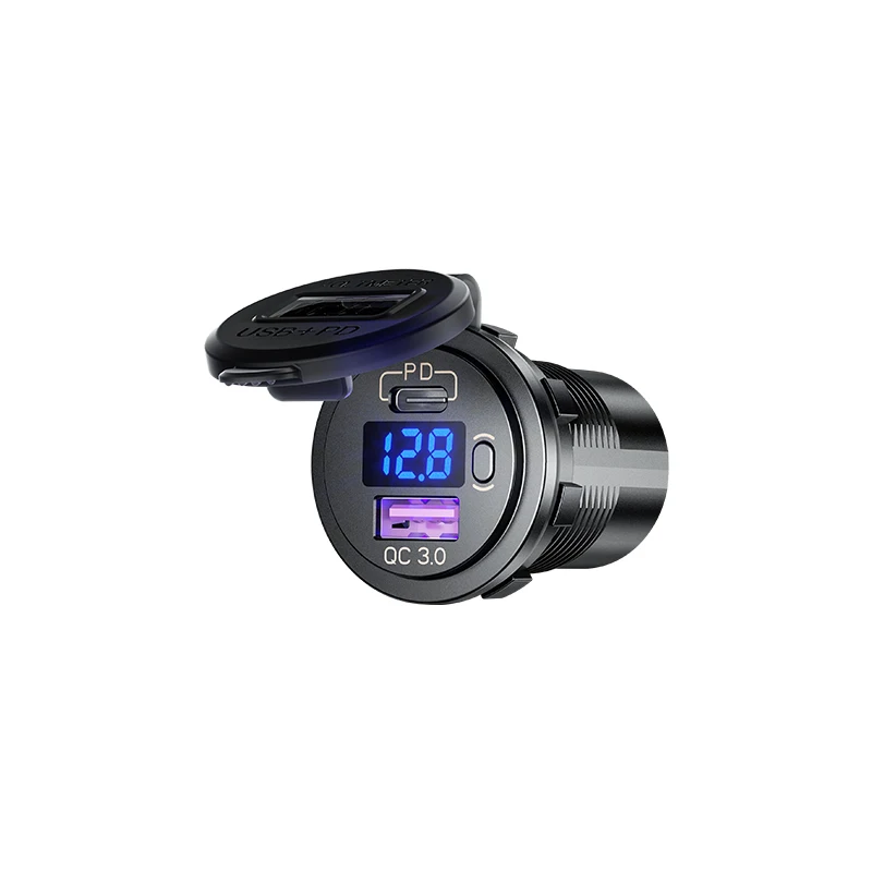

DIY 36W Fast PD Power Delivery Type-C Car Charger QC 3.0 Quick Charge 3.0 ON/OFF Switch Voltmeter for Motorcycle Marine Boat