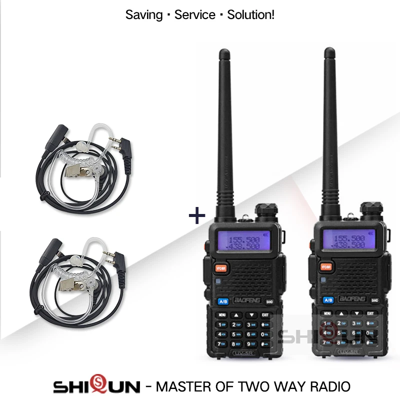 2 шт. Baofeng BF-UV5R Любительское радио портативная рация Pofung UV-5R 5 Вт VHF/UHF радио двухдиапазонное двухстороннее радио UV 5r CB радио - Цвет: Black-AC