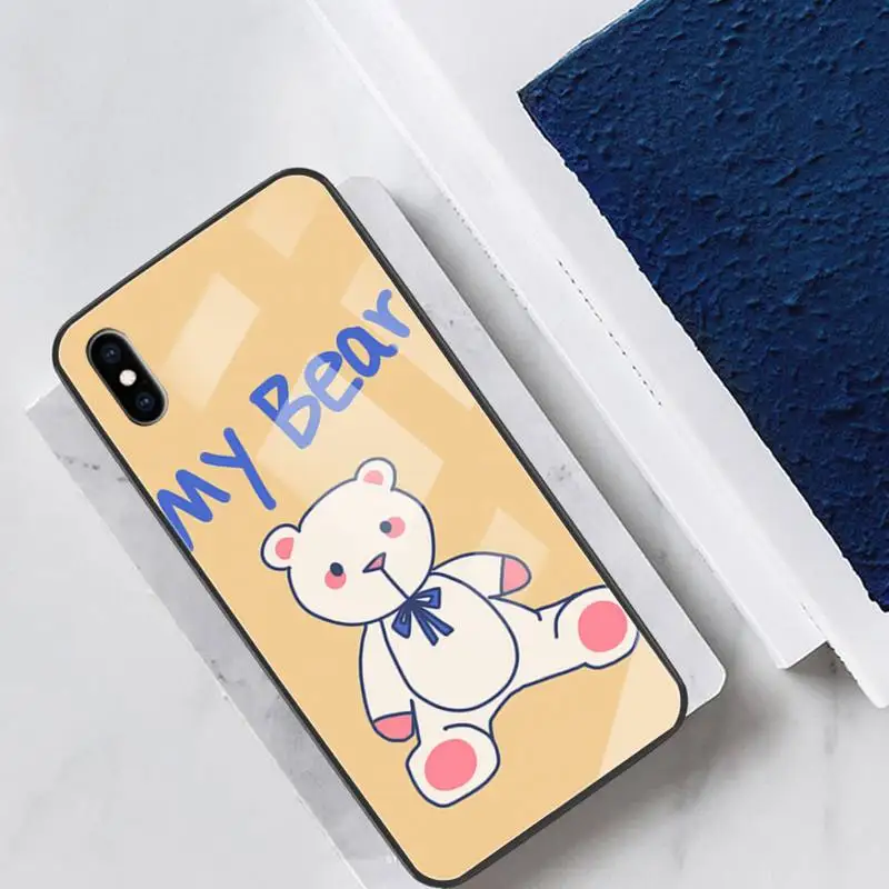 

Lovely popular Bear Glass Phone Case Fundas Coque for IPhone 12 11 Pro Max Cases XR XS 7 8 Plus Cover Accessories Carcasa