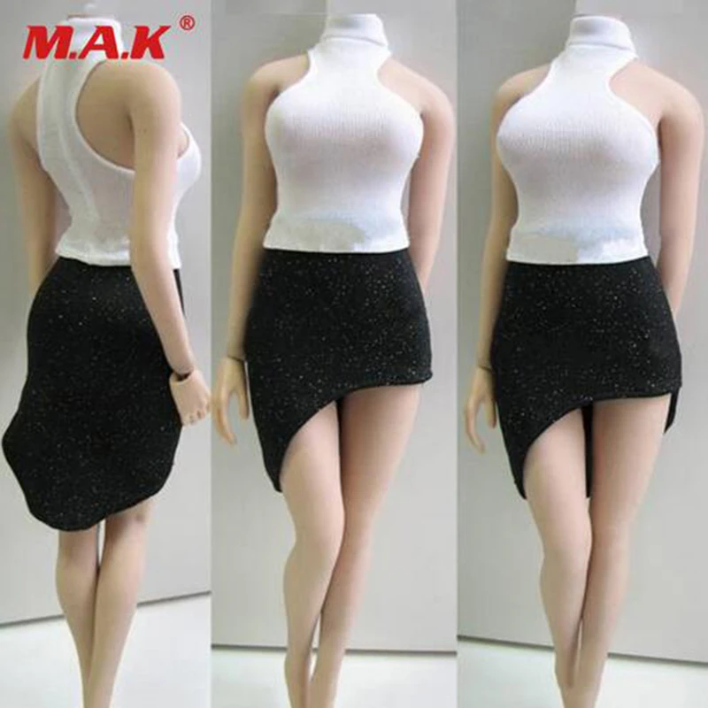 

1/6 scale Young Lady Female Clothes White Slim Vest with Black Dress Suit Model for 12" TBL PH JO Action Figure