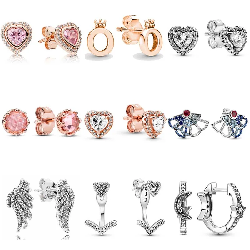 

Серьги женские из серебра 925 пробы с поднятым сердцем и полированной короной