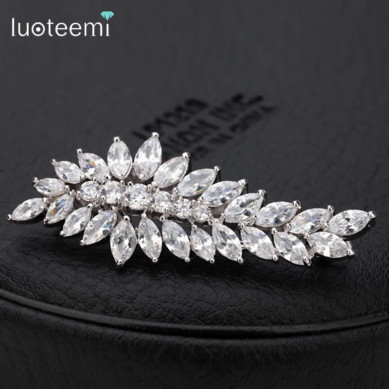 

LUOTEEMI Fashion Full Zircons Hair Accessories for Weddings Women bijoux femme luxe Christmas Gifts for Friend Silver Gold Jewel