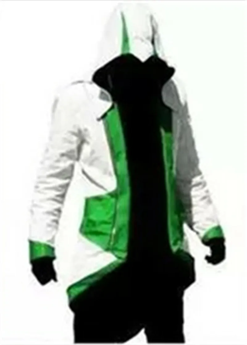 White and green Assassin's Creed Косплэй куртка Connor костюм на Хэллоуин - Цвет: White and green