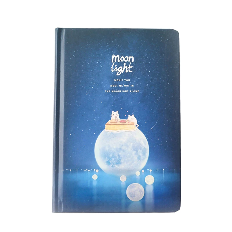

1 pcs Luminous A5 Notebook Moon Light Pure Black Blank Page Writing Scrapbook Dairy Planner Notebook Student Gifts