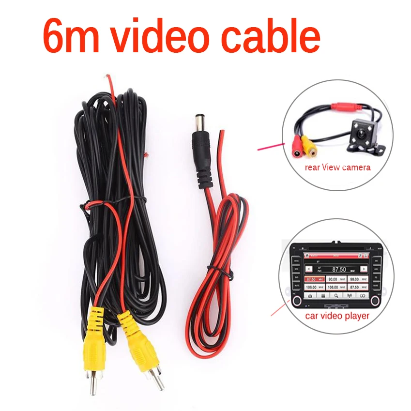 6 Meters RCA Video Signal cable Universal waterproof RCA 6 Meters Wire For Connecting Reverse Camera With Car Multimedia Monitor
