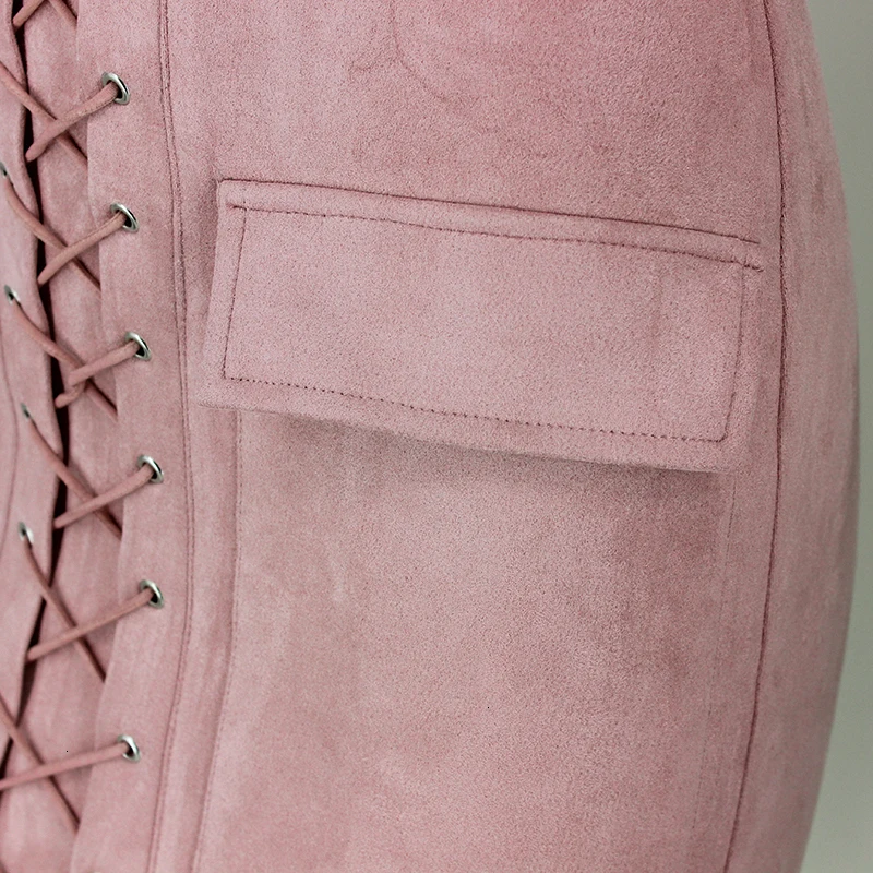 Tobinoone, высокое качество, комбинированное Бандажное платье с карманами и перекрестными ремешками,, повседневное женское платье без рукавов на шнуровке из искусственной замши