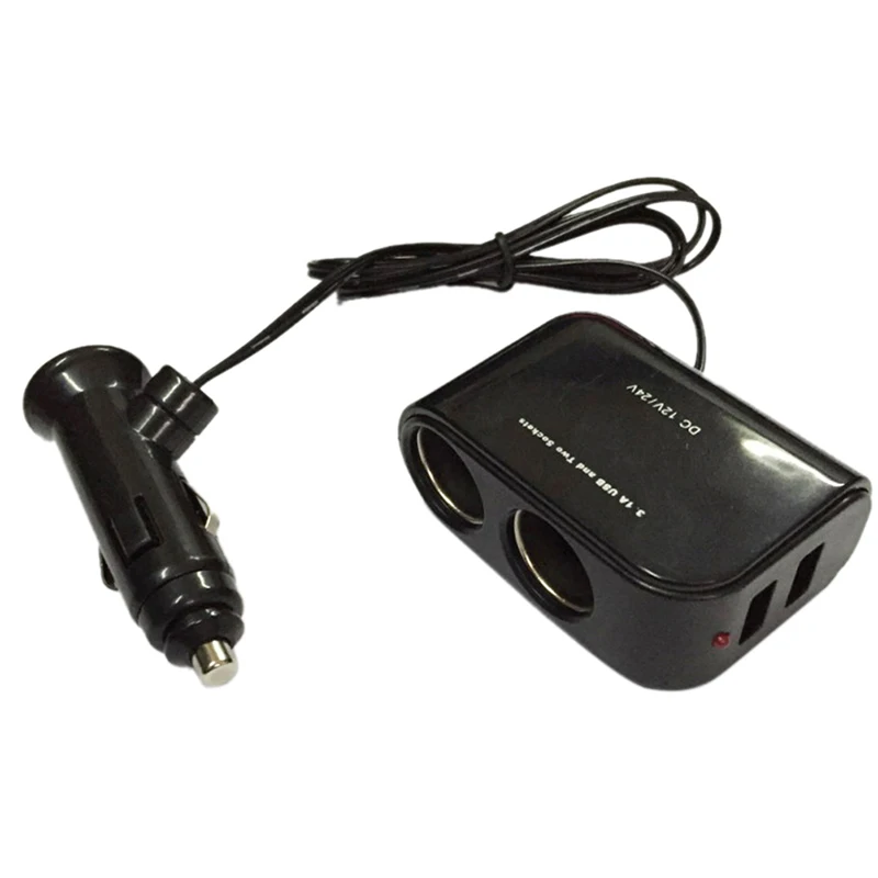 Светодиодный USB Зарядное устройство адаптер автомобильного прикуривателя 12 V 24