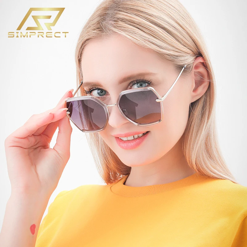 

SIMPRECT Ins Oversized Fashion Polarized Sunglasses Women 2021 Luxury Brand Designer Square Sun Glasses Vintage Shades For Women