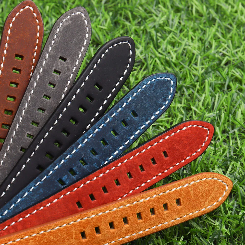 Ремешок для часов ручной работы из вощеной кожи черный синий коричневый