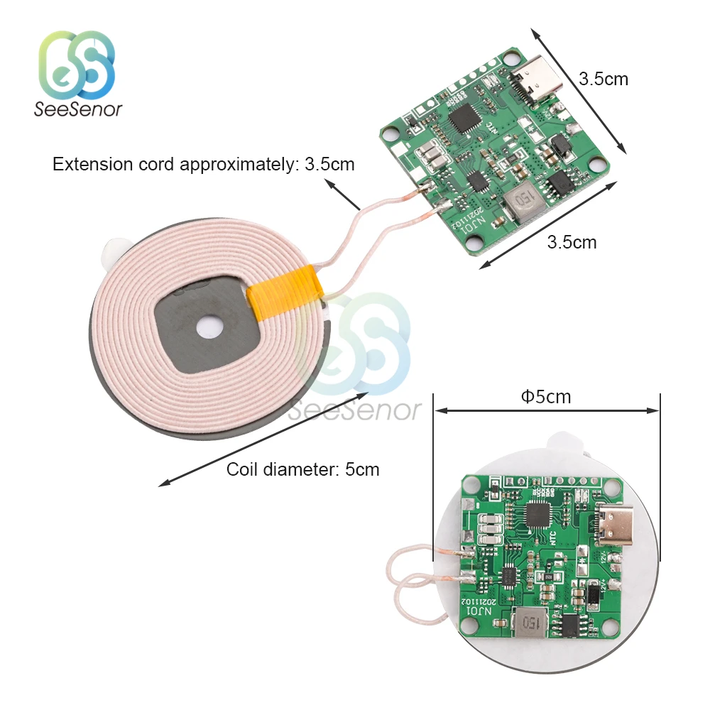 20W High Power 5V 12V 24V Fast Charging Wireless Charger Transmitter Module Type-c USB + Coil Qi Universal For Car Phone Battery |