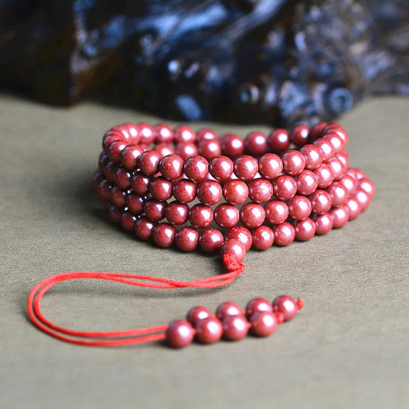 Natural high-content raw ore cinnabar bead bracelet single circle multiple 108 beads necklace jewelry certificate | Украшения и