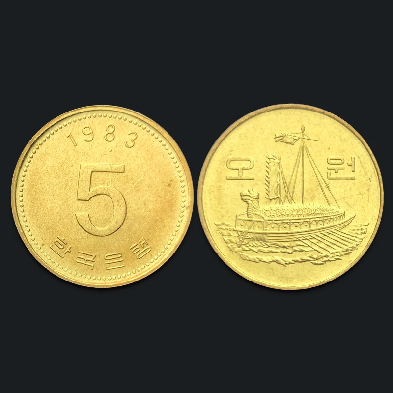 Южная Корея 5 выиграл монеты Азии 100% оригинальные Новый UNC | Дом и сад