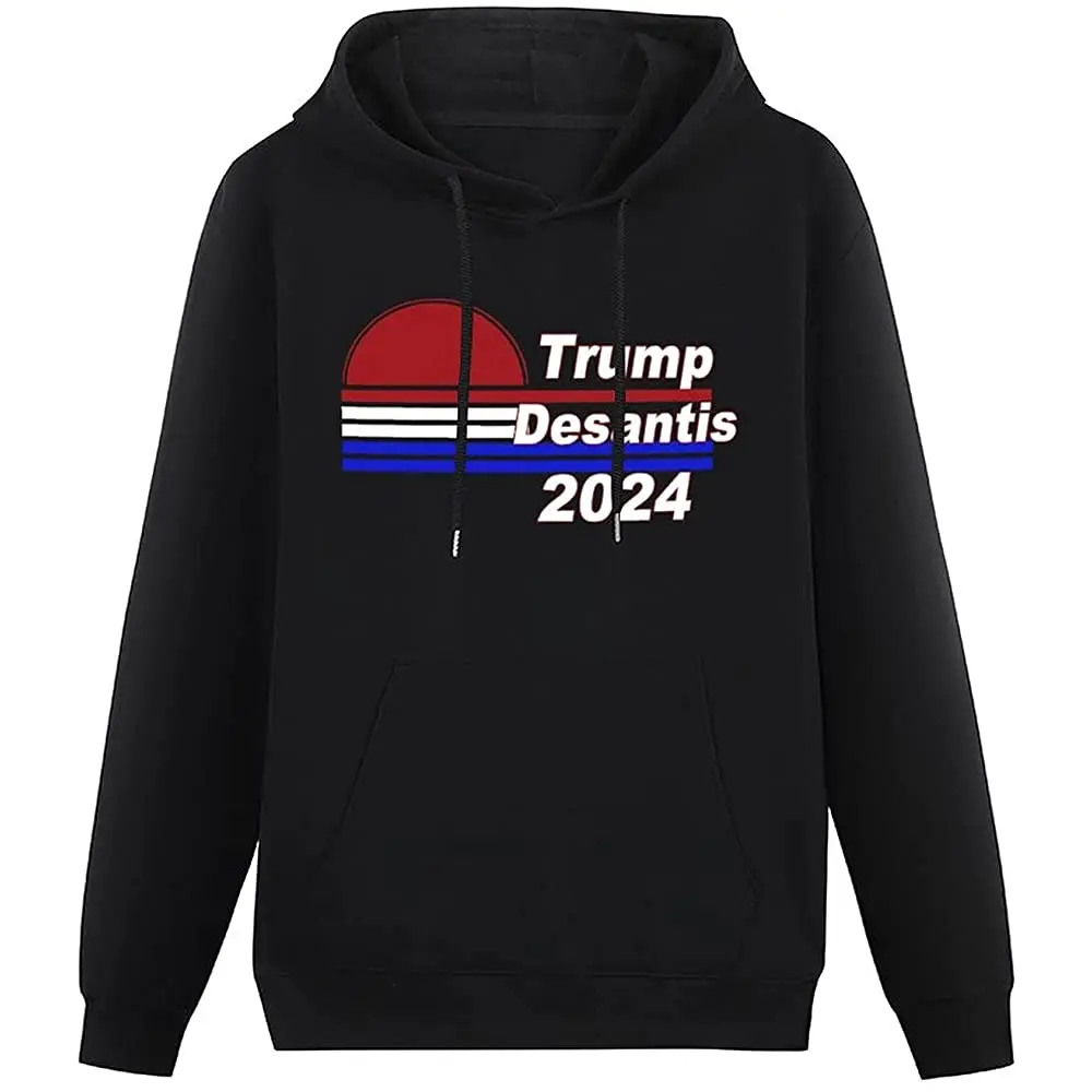 

Мужской пуловер с капюшоном и карманами с изображением Трампа 2024